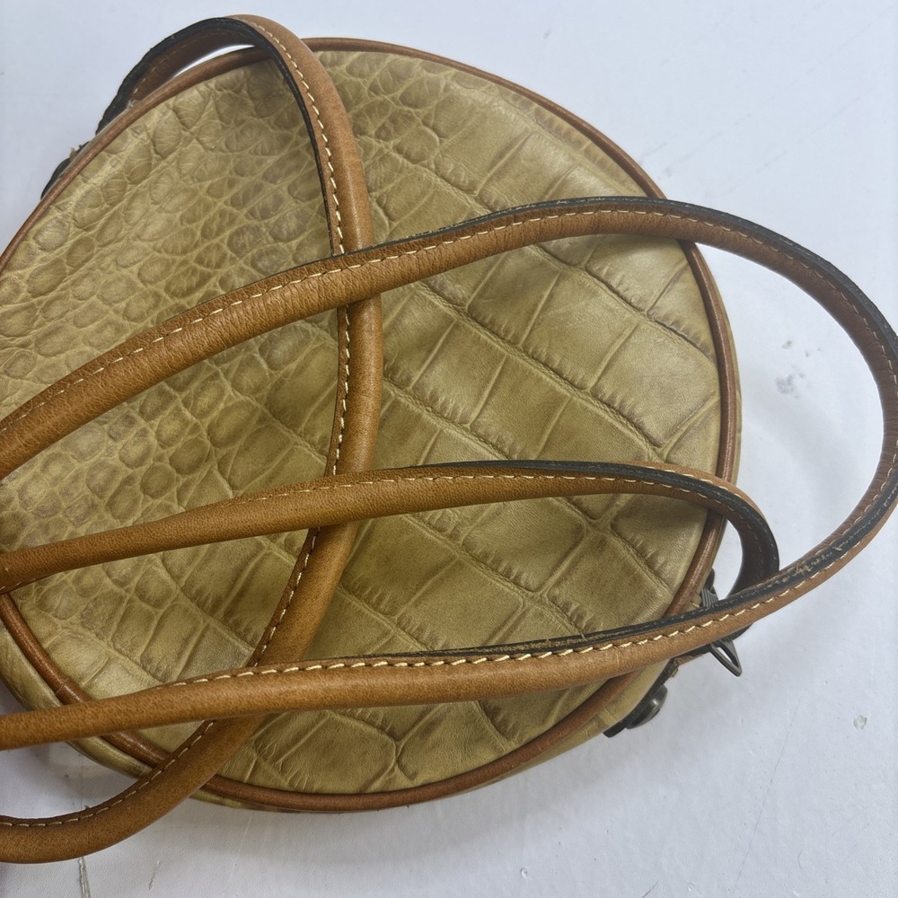 Patricia Nash Scafati Croc Style Small Canteen Leather Crossbody Brown - Picture 4 of 8